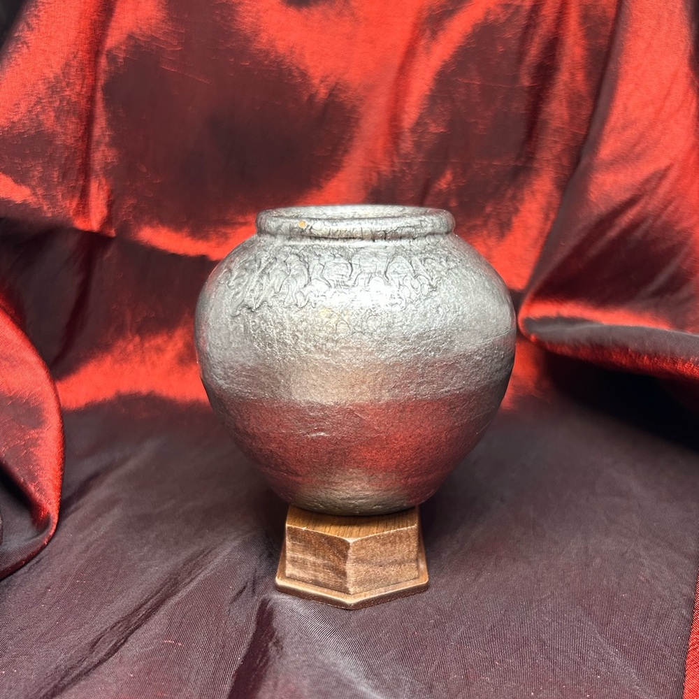 Small Silver Ceramic Vase